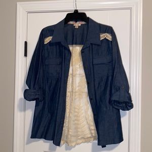 Denim Button Down with Lace